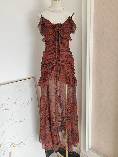 Printing Flower Spliced Design Chiffon Sling Dresses For Women eprolo BAD PEOPLE