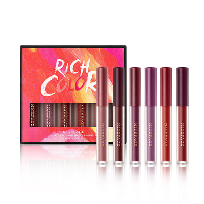 Niceface New Quality Lip Glaze Velvet Matte Lip Glaze Set Matte Non-Stick Cup Waterproof Makeup eprolo BAD PEOPLE