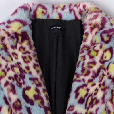 Winter Extra Long Colorful Warm Thick Fluffy Leopard Print Faux Fur eprolo BAD PEOPLE