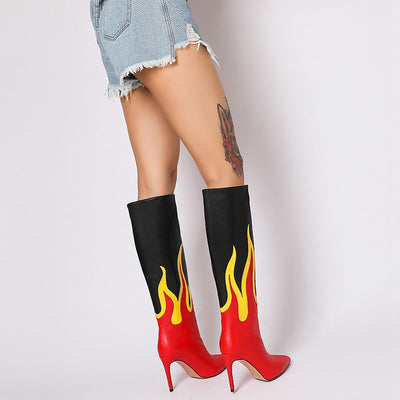 Stivale alto fiamme con tacco spillo donna eprolo BAD PEOPLE