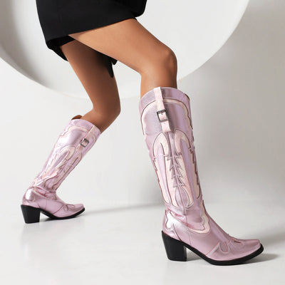 Women's New Fashion High-heeled Boots Pink MUST HAVE