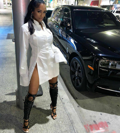 Abito con spacchi camicia donna White MUST HAVE