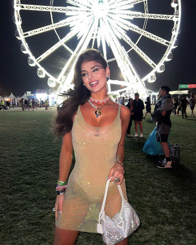 Mini abito rete glitter donna MUST HAVE