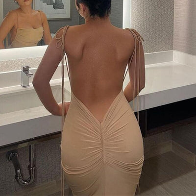 Ruched Backless Bodycon Maxi Dress MUST HAVE