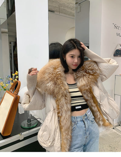 Piumino d'oca con pelliccia di vera volpe color 4 MUST HAVE